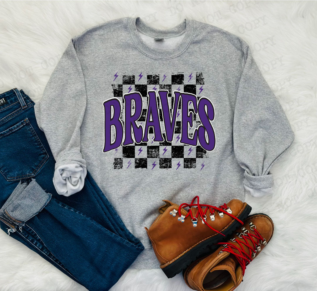 Braves Purple Checkered Retro Graphic Tee