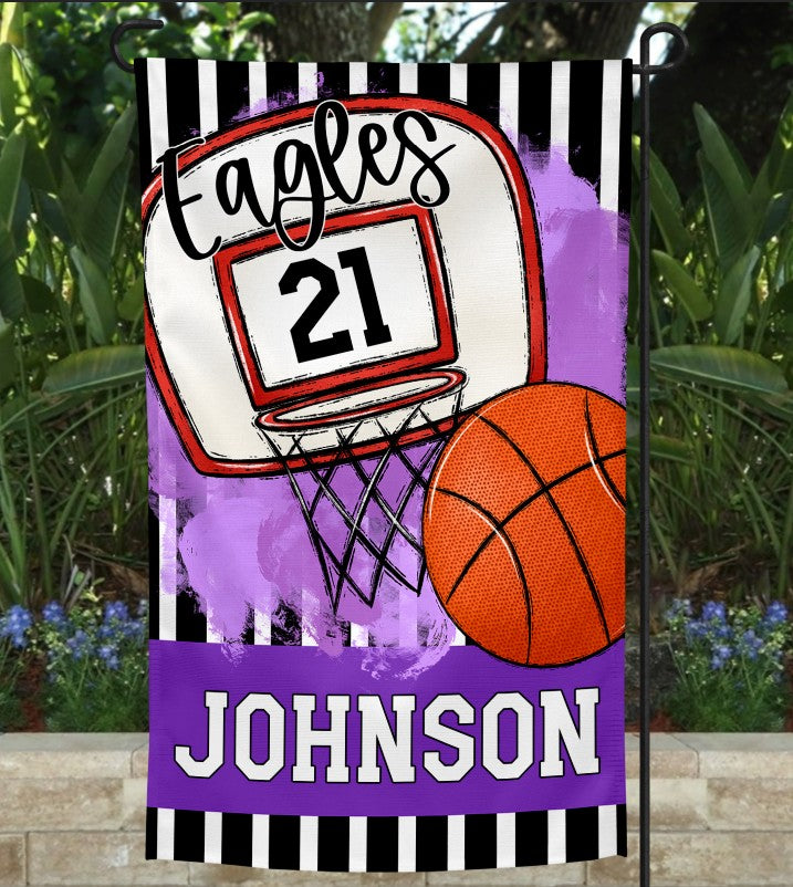 Purple Basketball Garden Flag