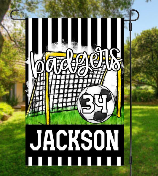 Black Soccer Garden Flag