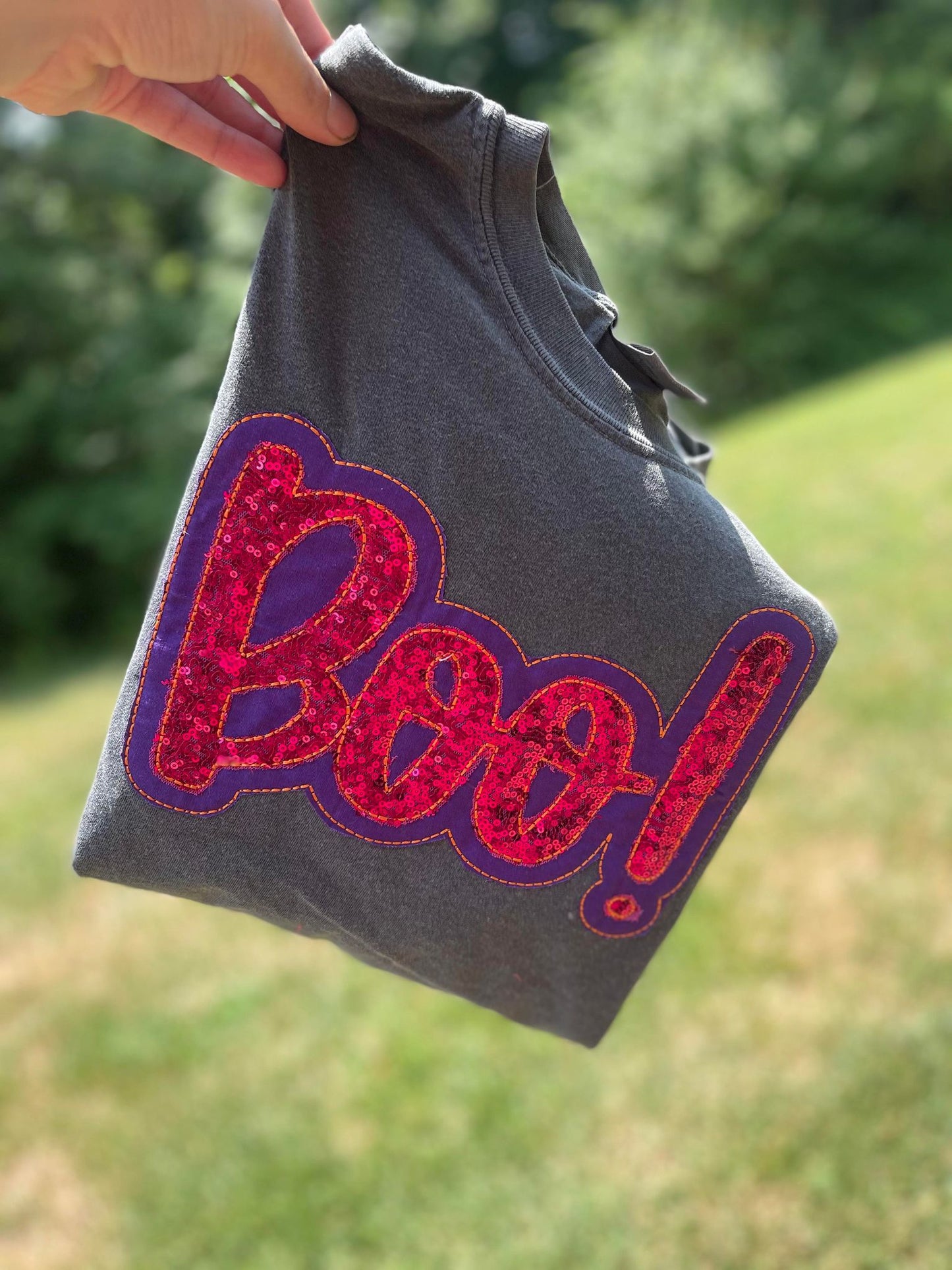 BOO Applique Embroidered Comfort Color Tee