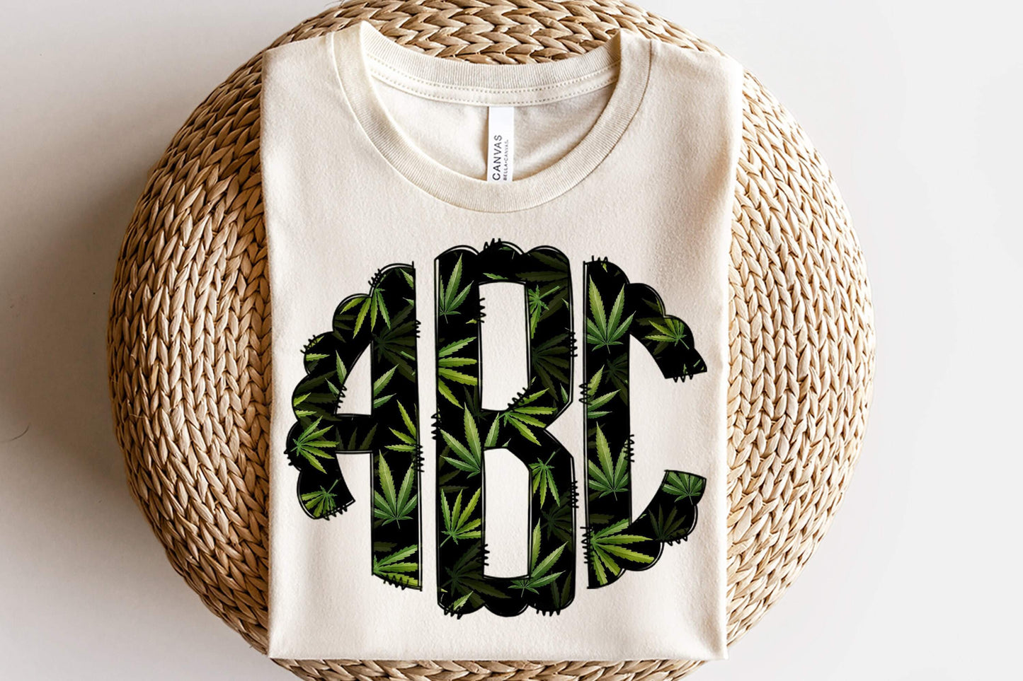 Marijuana Leaf Monogram DTF Transfer