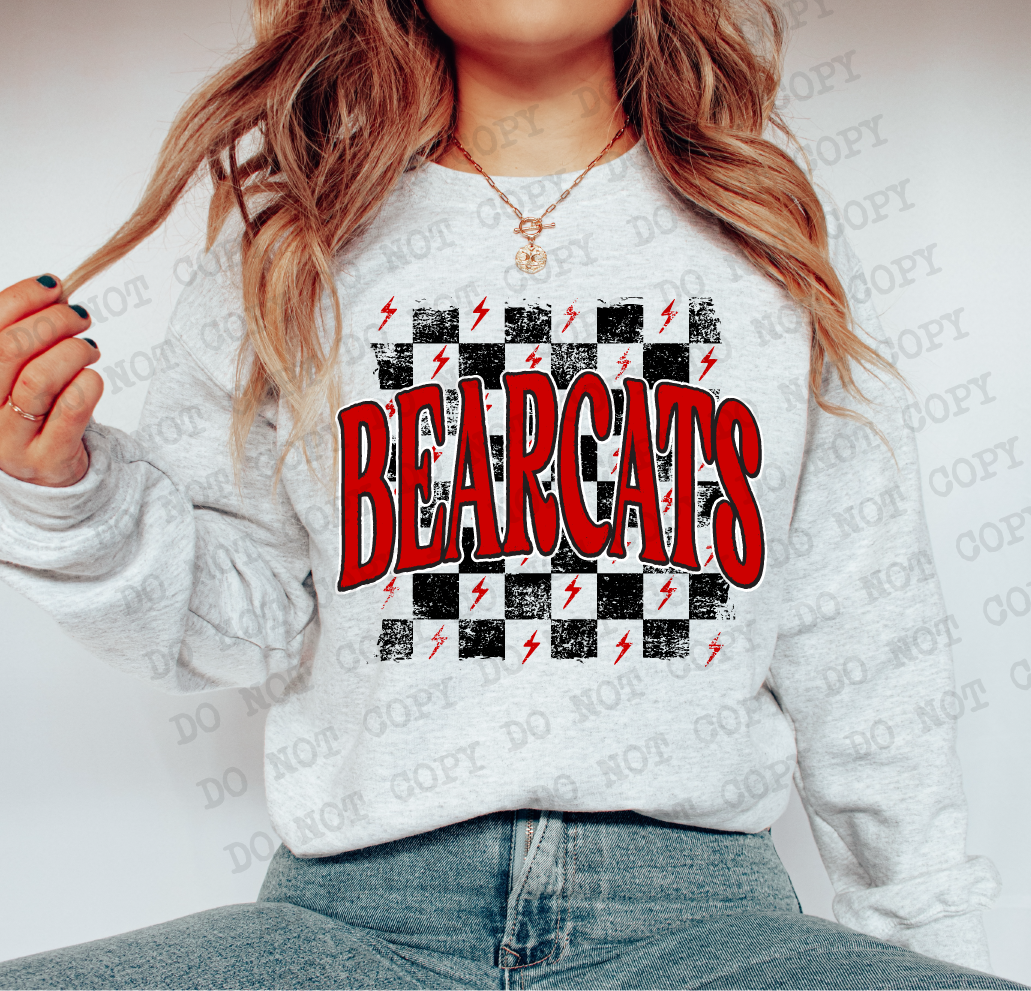 Bearcats Red Checkered Retro Graphic Tee