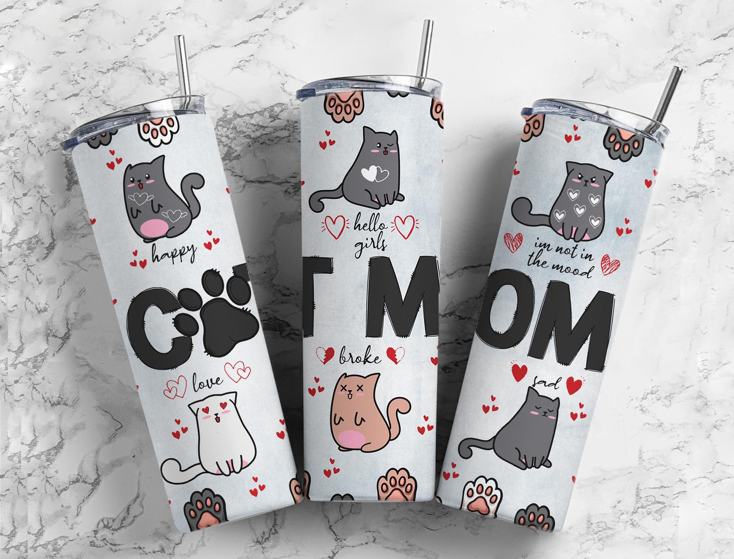 Cat Mom Completed 20oz Skinny Tumbler