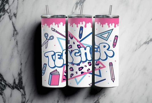 Teacher 80’s vibe Completed 20oz Skinny Tumbler