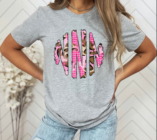 Pink Leopard Monogram DTF Transfer