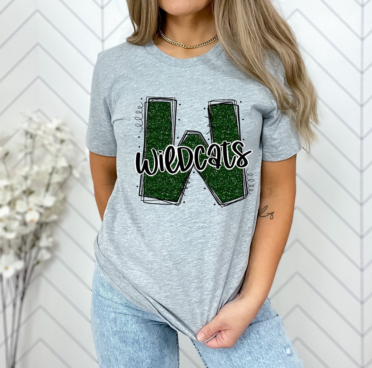 Wildcats Glitter Varsity Doodle Graphic Tee