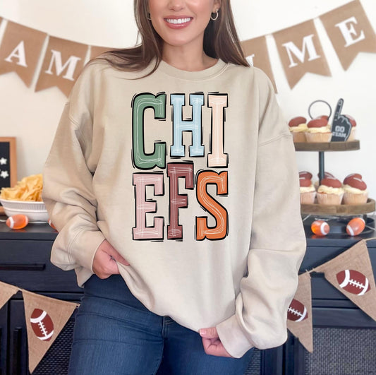 Chiefs Boho Varsity Doodle Graphic Tee