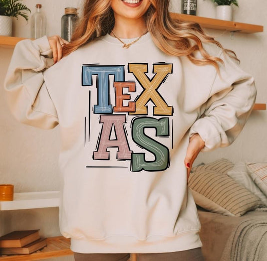 Texas Boho Varsity Doodle Graphic Tee