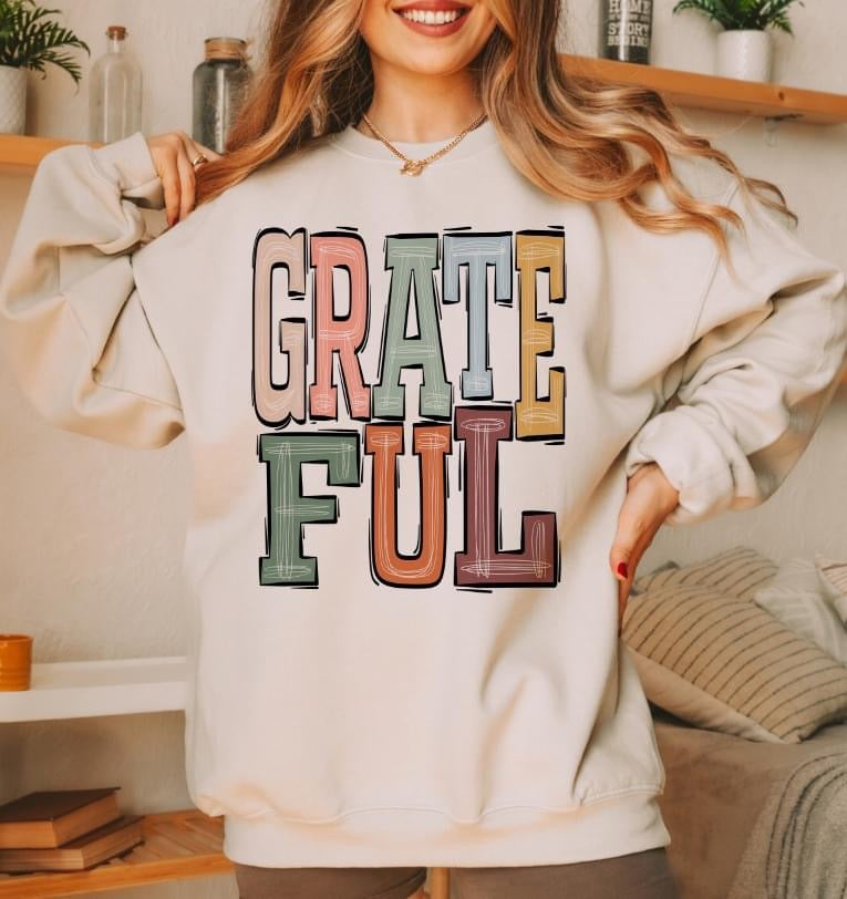 Grateful Boho Varsity Doodle Graphic Tee