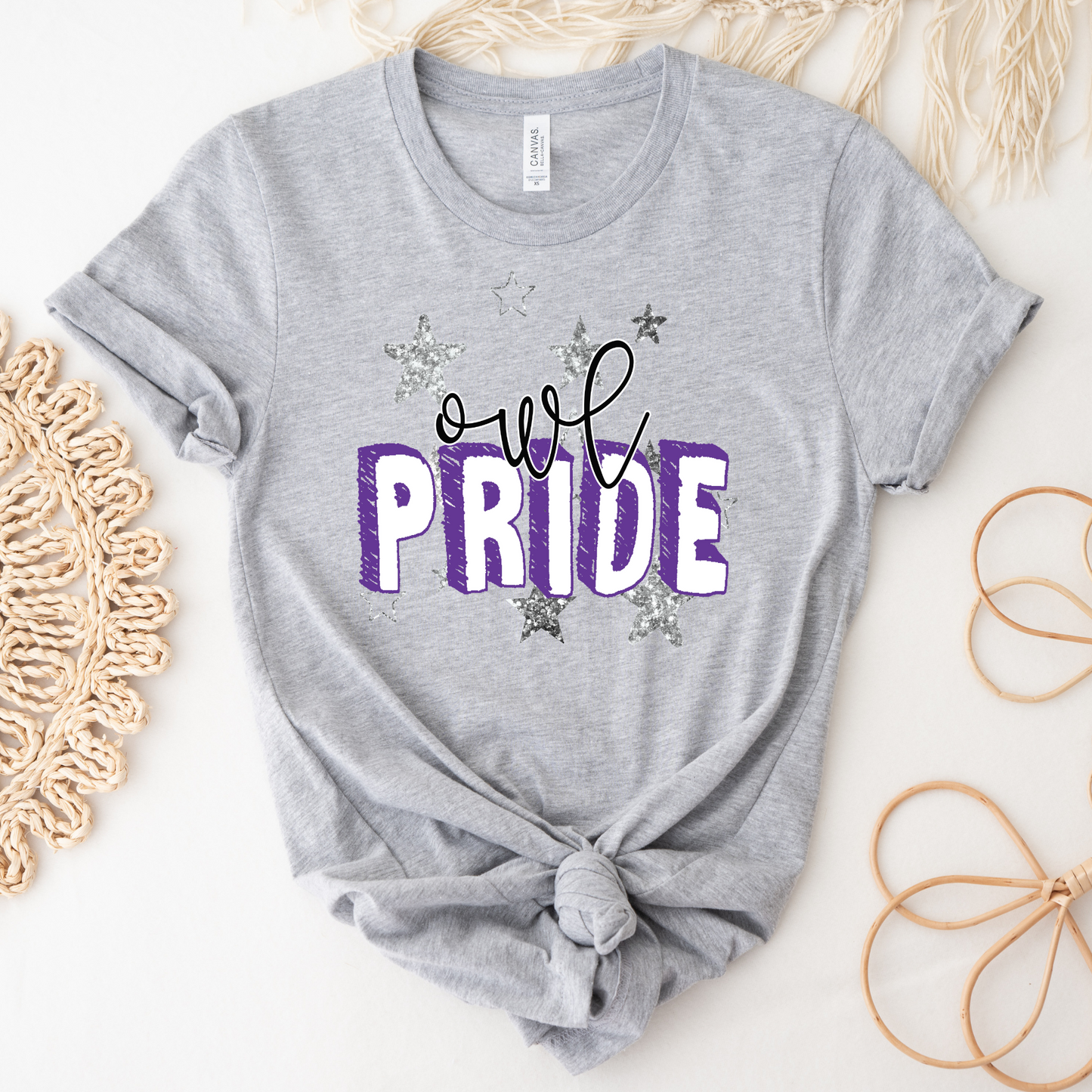 Owl Pride Silver Stars Graphic Tee