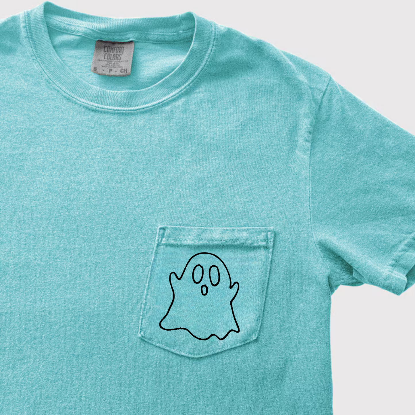 Ghost Embroidered Comfort Color Pocket Tee