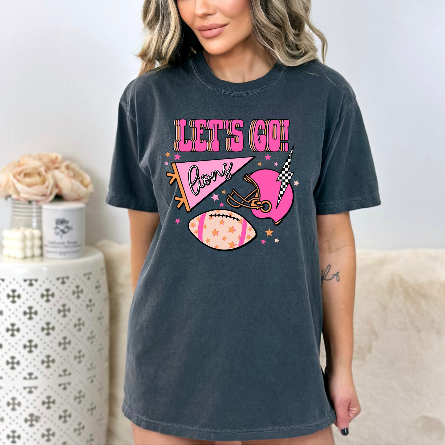 Let's Go Lions  Preppy Graphic Tee