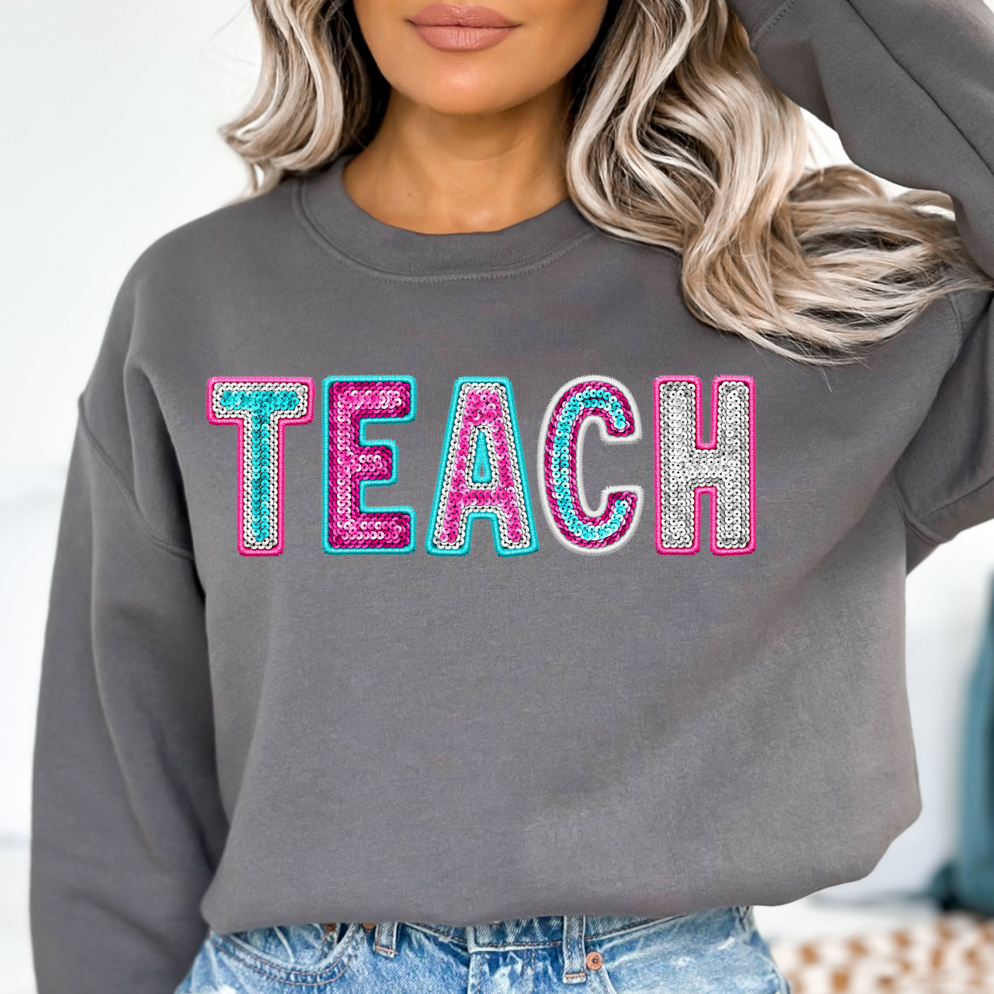 Teach Faux Sequin DTF Transfer