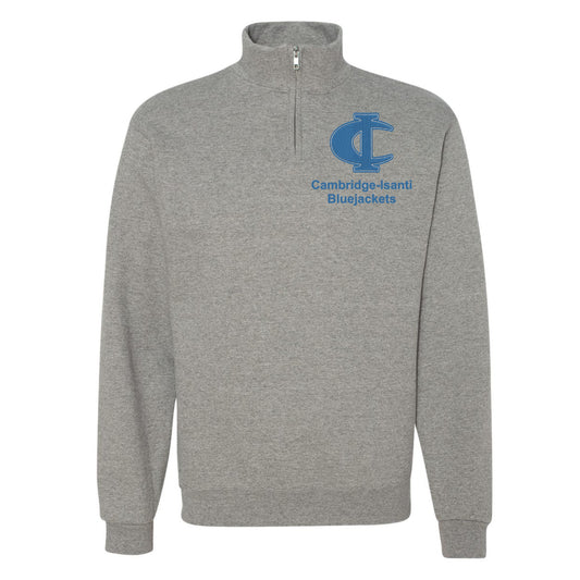 Cambridge-Isanti Bluejackets Embroidered Quarter Zip Fleece Sweatshirt