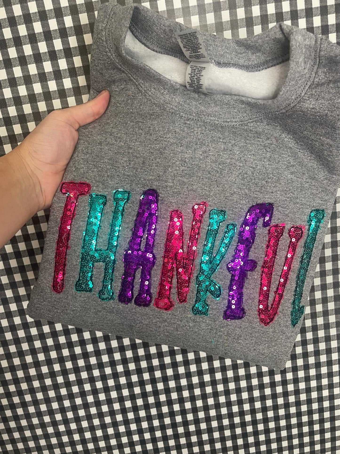 Thankful Colorful Applique Sweatshirt