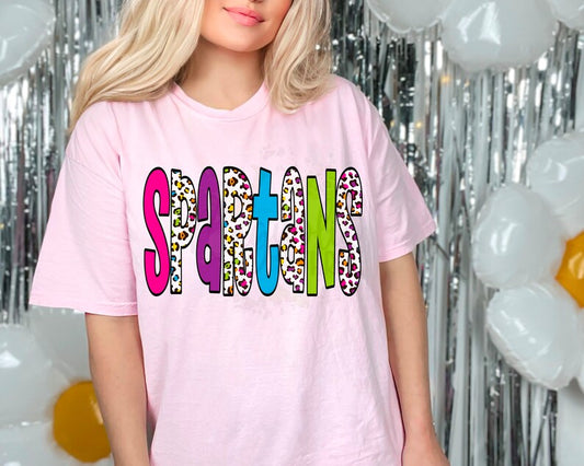 Spartans Rainbow Leopard Graphic Tee