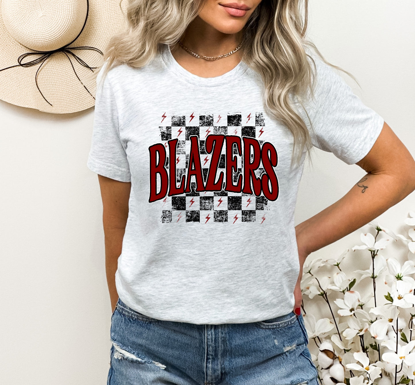 Blazers Checkered Retro Graphic Tee