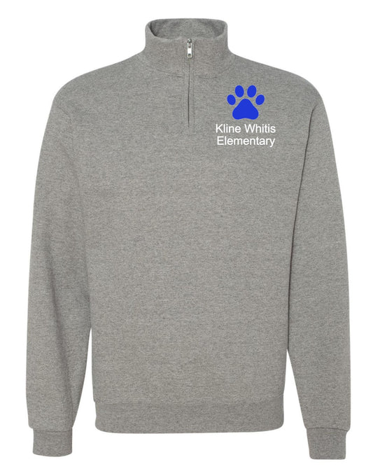 Kline White Elementary Embroidered Quarter Zip Fleece Sweatshirt