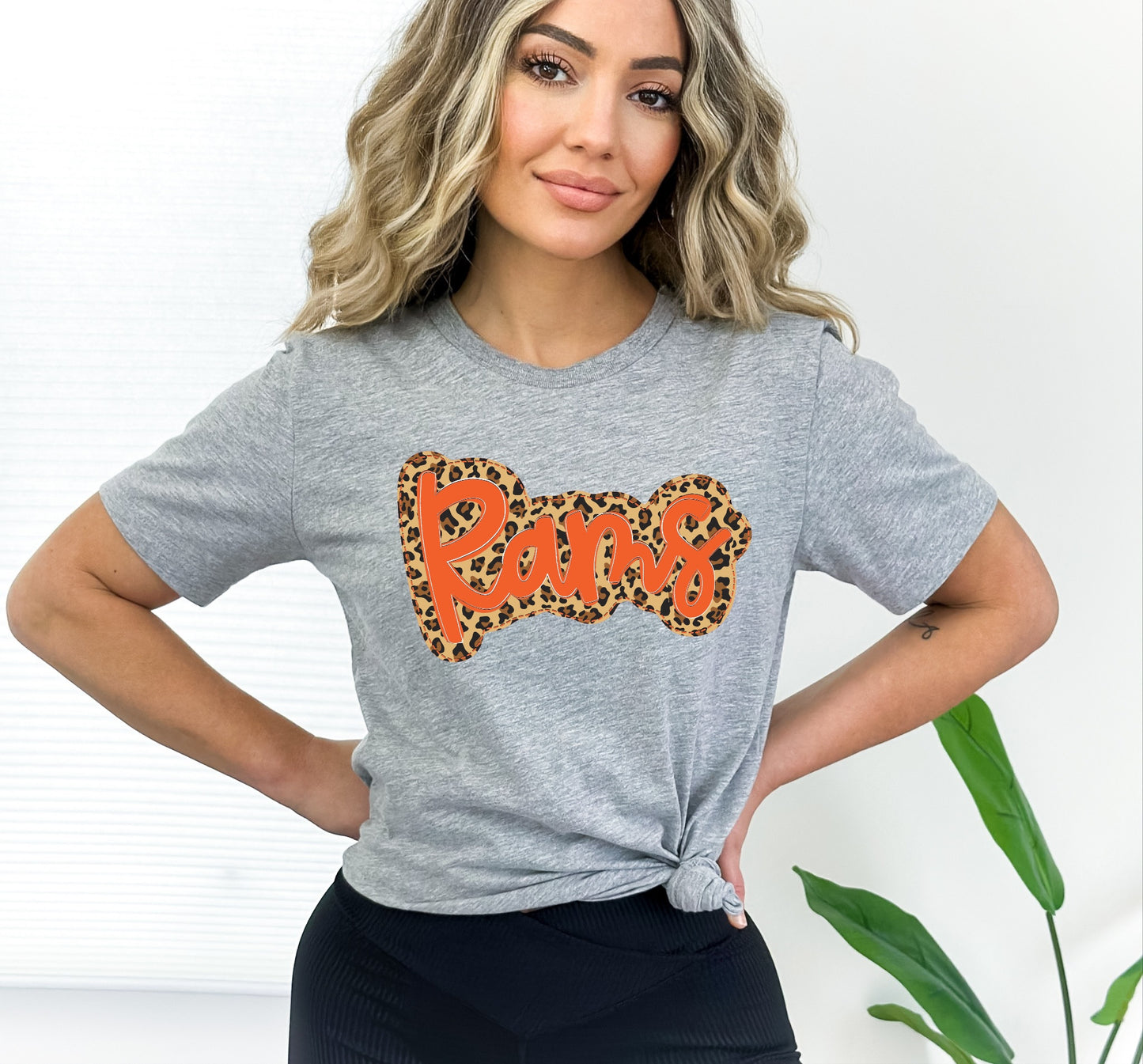 Rams Orange/ Leopard Faux Applique