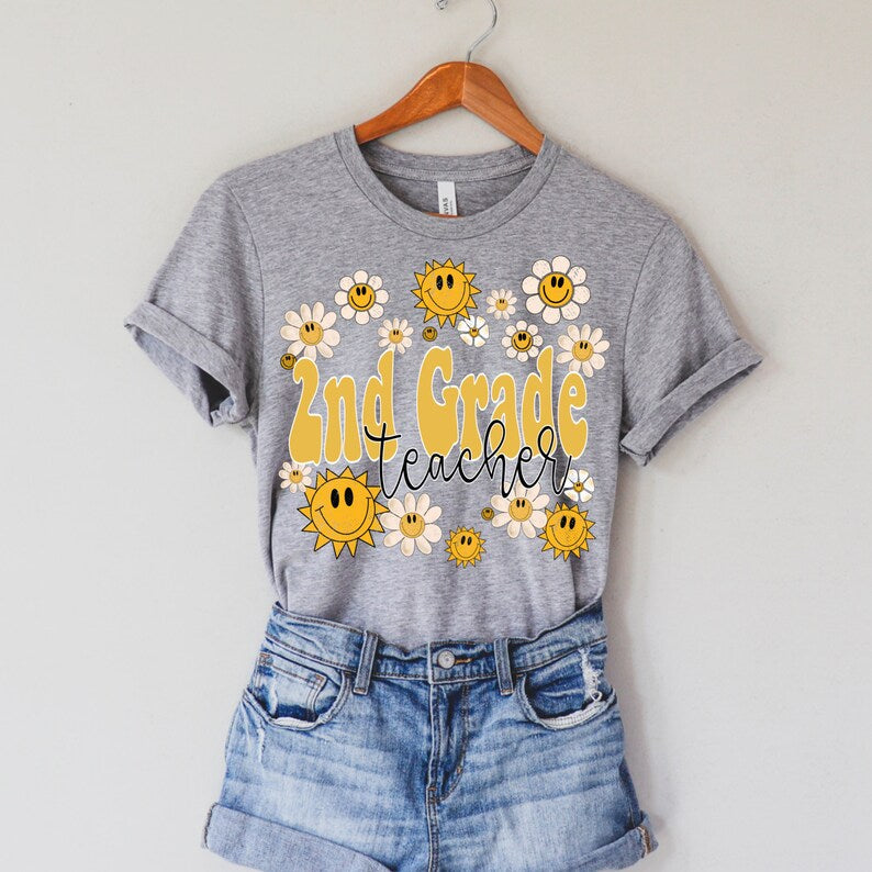 2nd Grade Teacher Retro Graphic Tee