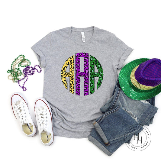 Mardi Gras Leopard Monogram DTF Transfer