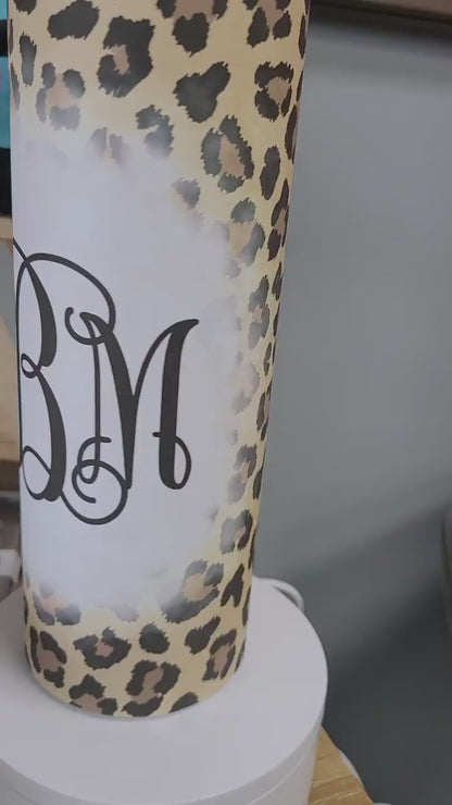 Leopard Print Vine Monogram Stainless Steel 20oz Tumbler