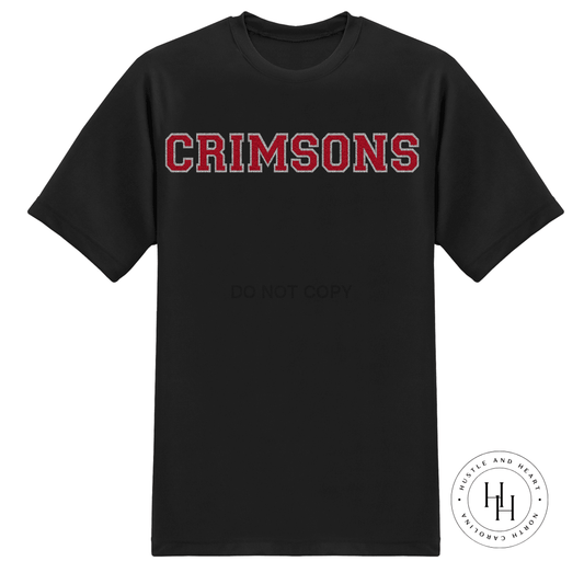 Crimsons Red/silver Faux Chenille Letters Graphic Tee Dtg