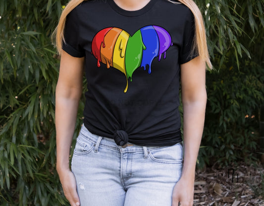 Dripping Rainbow Heart Graphic Tee Unisex