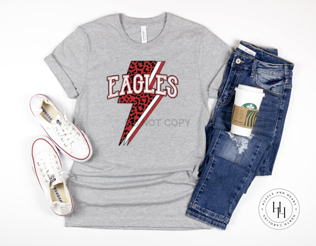 Eagles Red Leopard Lightning Bolt Graphic Tee