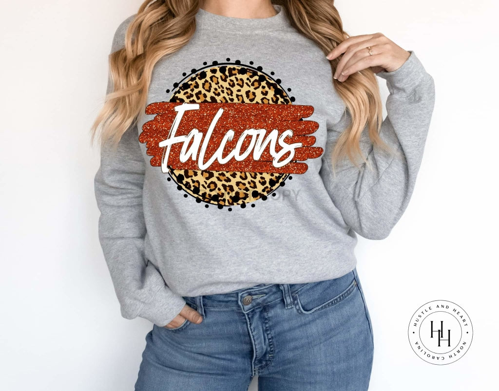 Falcons Gold Tan Leopard Graphic Tee Shirt