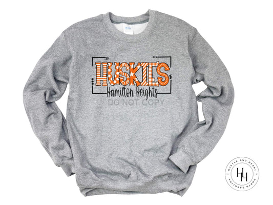 Hamilton Heights Huskies Orange Doodle Graphic Tee Unisex