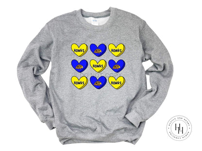 Hawks Blue And Yellow Conversation Heart Graphic Tee Shirt