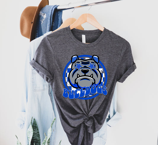 Bulldogs Checkered Preppy Graphic Tee