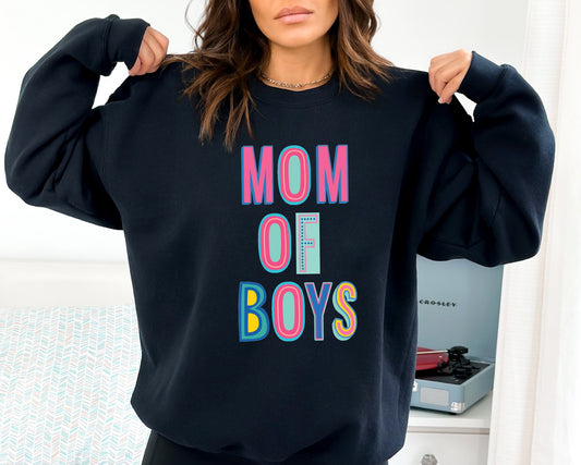 Mom of Boys Colorful Graphic Tee