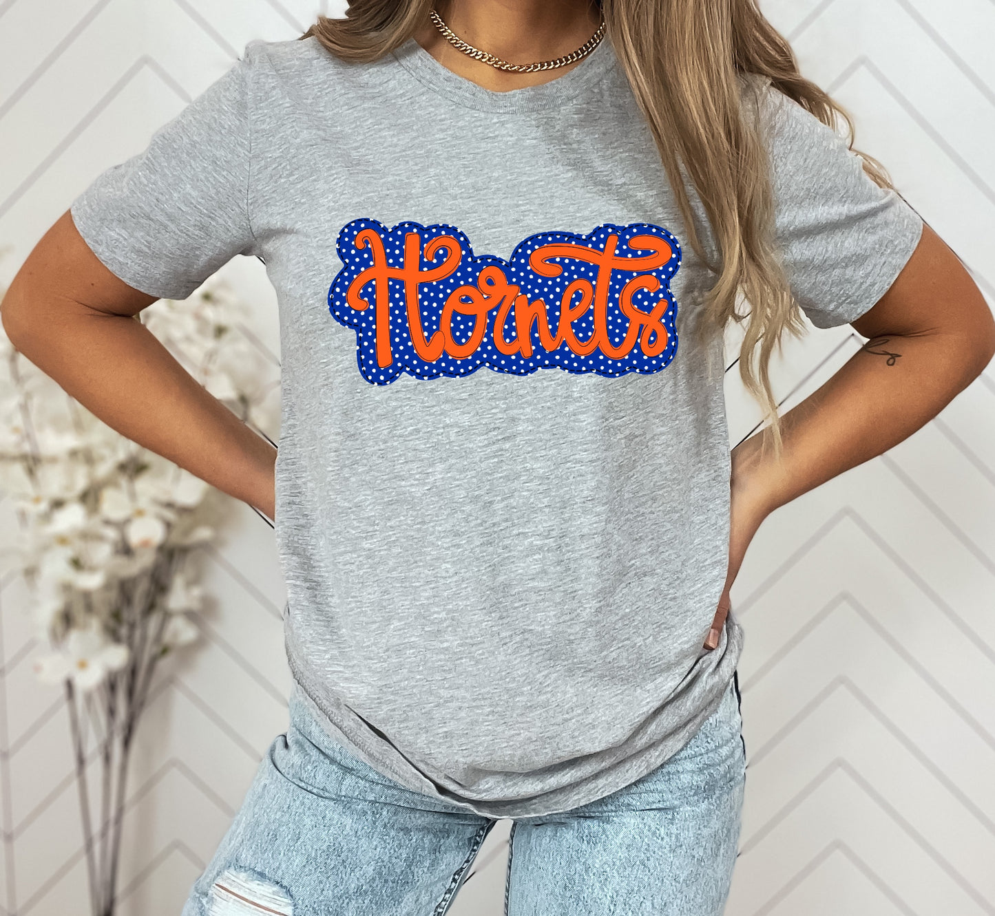 Hornets Orange/Blue Faux Applique