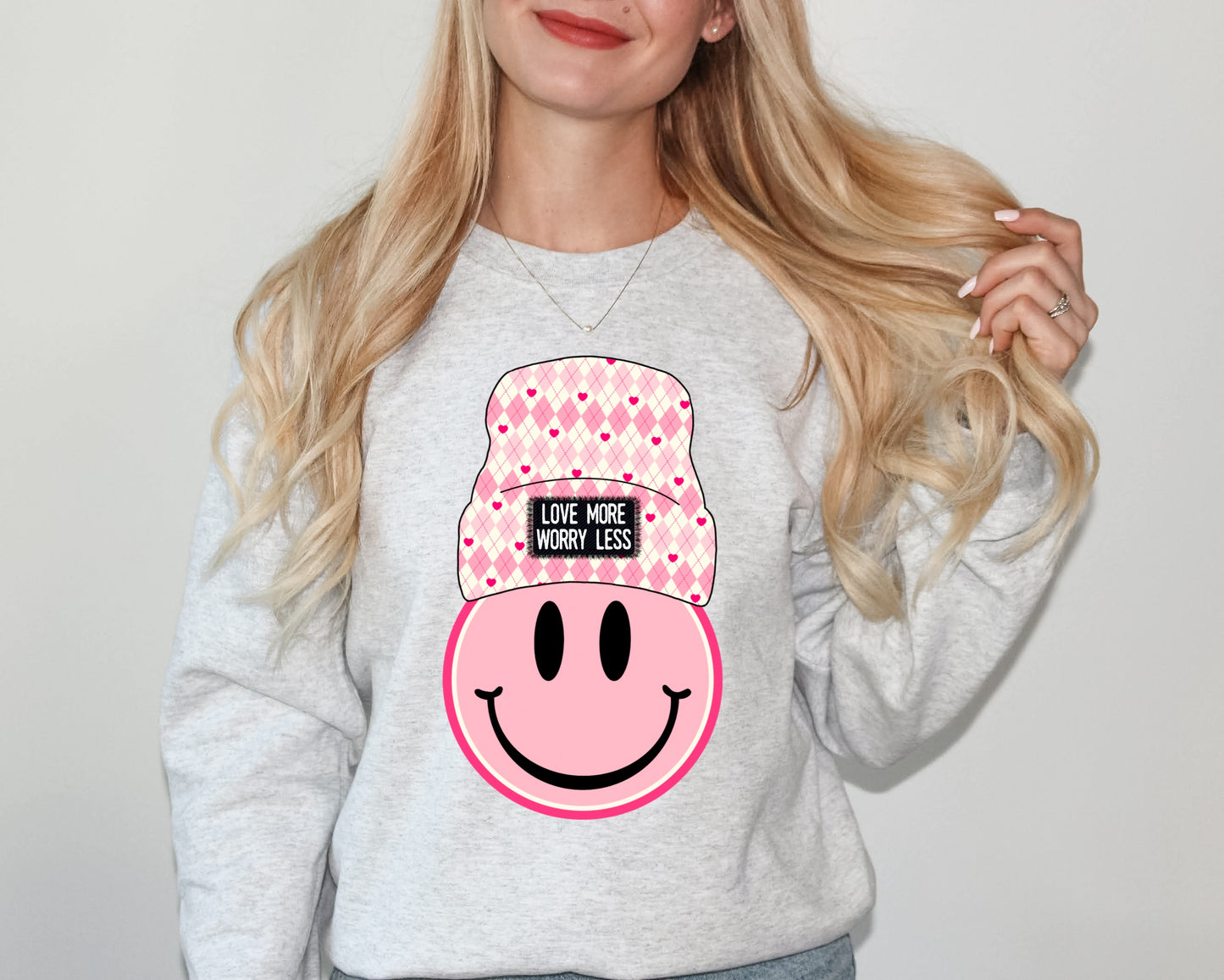 Love More Worry Less Valentine's Day Graphic Sweatshirt