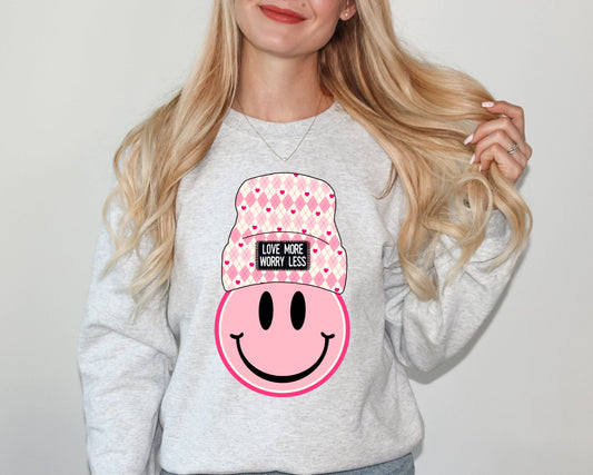 Love More Worry Less Valentine's Day Graphic Sweatshirt