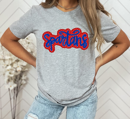 Spartans Red/Blue Faux Applique