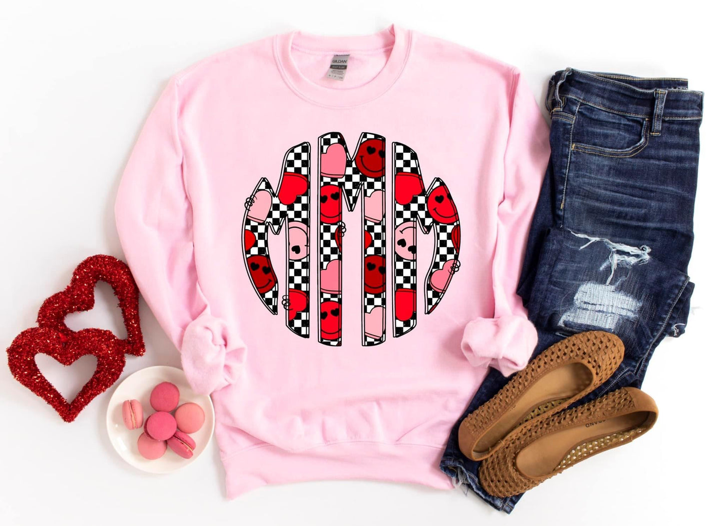 Valentine's Checkered Monogram Graphic Tee