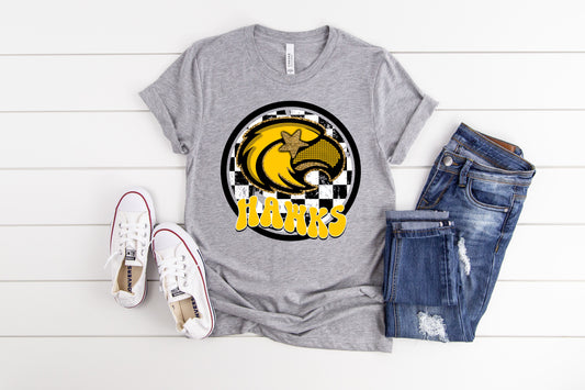 Hawks Checkered Preppy Graphic Tee