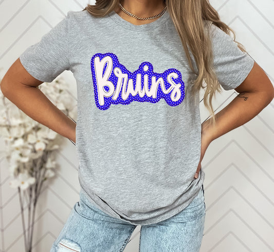 Bruins Blue/White Faux Applique Graphic Tee