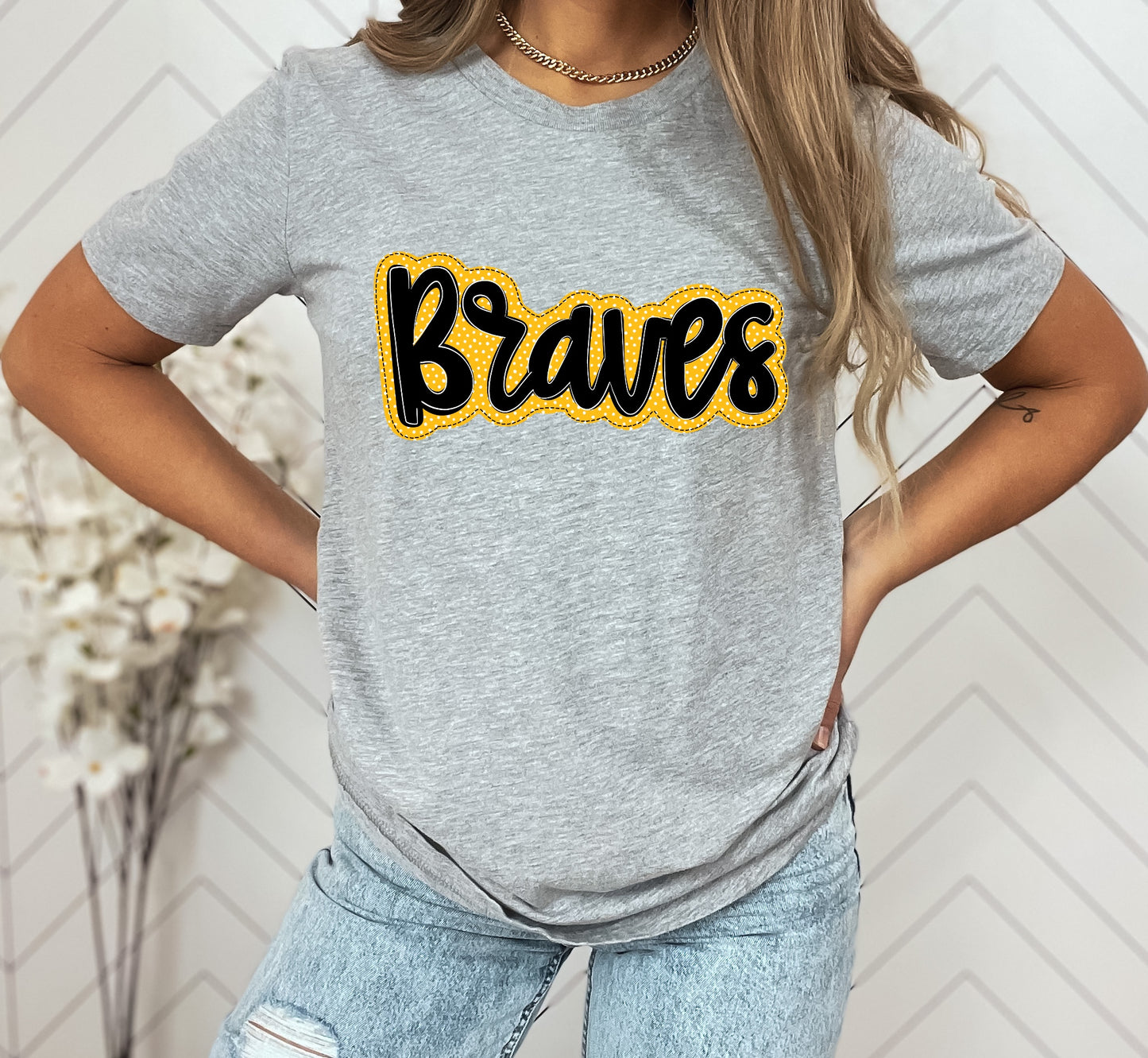 Braves Faux Applique Graphic Tee