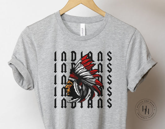 Indians Repeating Mascot Graphic Tee Youth Small / Unisex Shirt