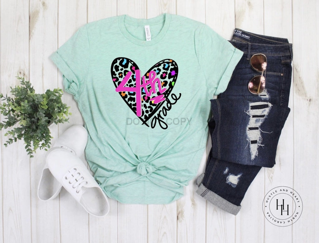 Leopard Heart- 4Th Grade Shirt