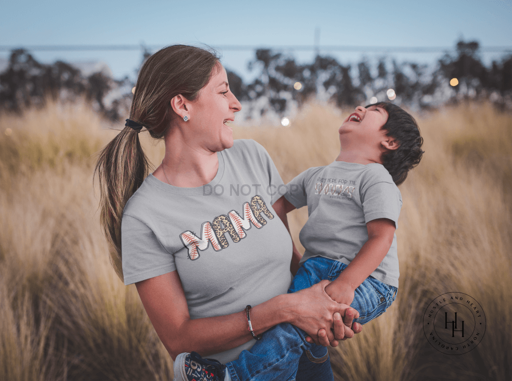 Mama Baseball/leopard Graphic Tee Youth Small / Grey Dtg