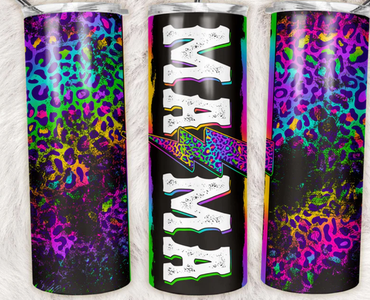 Grunge Mama Neon Leopard Completed 20oz Skinny Tumbler