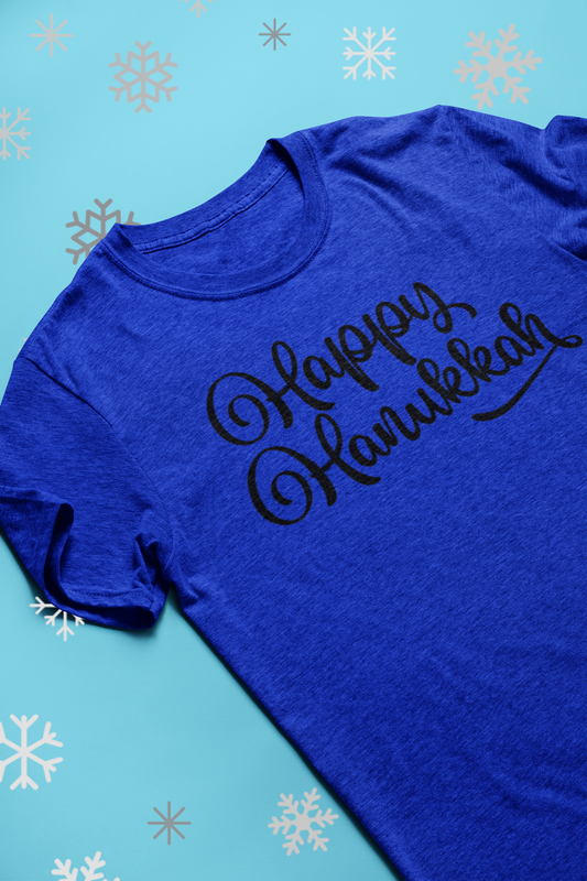 Happy Hanukkah Script Holiday Graphic Tee