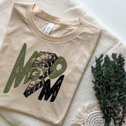 Mom Camo Lightning Bolt Graphic Tee