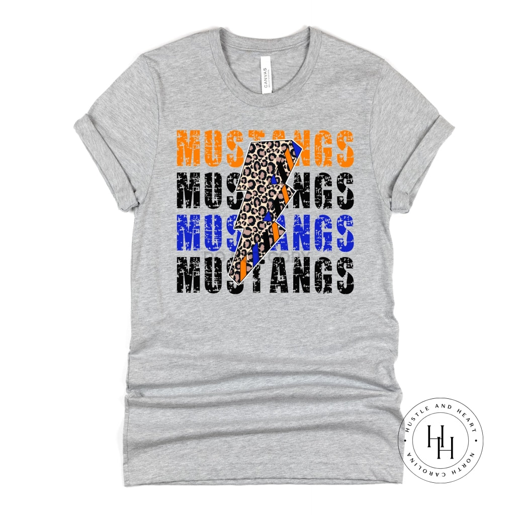 Mustangs Orange Black Blue Lightning Bolt Graphic Tee