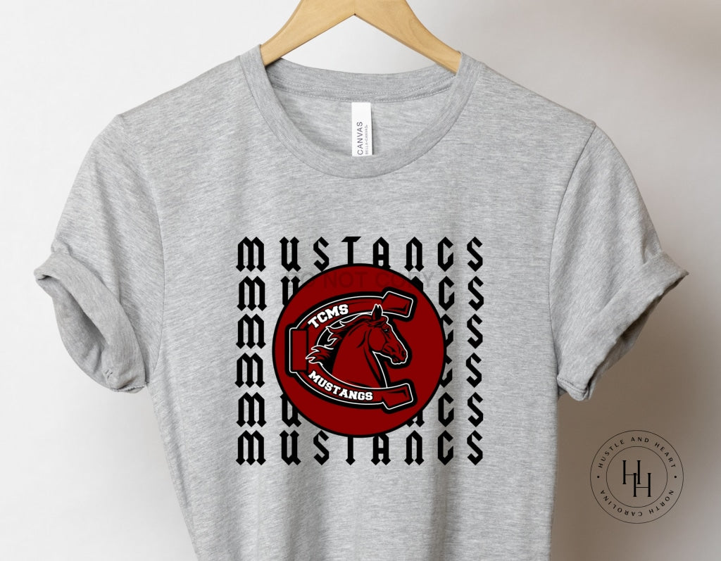 Mustangs Tcms Repeating Mascot Graphic Tee Youth Small / Unisex Shirt